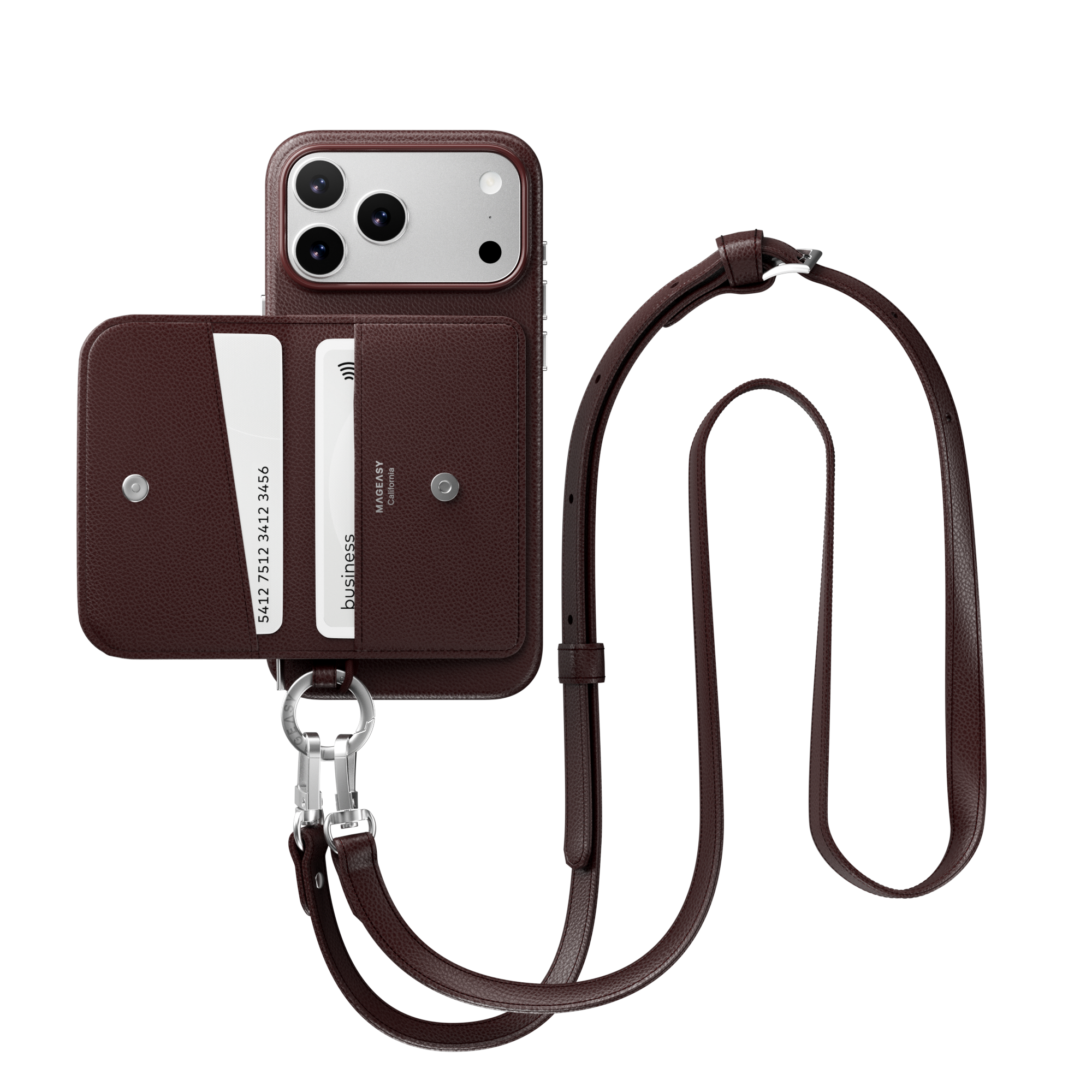 新品MagEasy iPhone17ProMAXケースpouch Mバーガンディ ME_PouchM_Burgundy_17ProMax_08