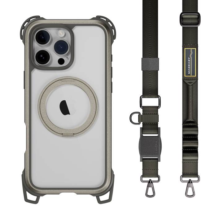 (Camera Control Edition) Odyssey Ultra M + Strap Magnetic 360 Stand Guard Protective iPhone 16 Case with Fidlock Lanyard