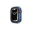 The Apple Watch is encased in the MAGEASY ODYSSEY Ultimate Edition, featuring an Aircraft-Grade Aluminum+TPU Bumper in a vibrant blue color. This design ensures a seamless transition between the smartwatch and the protective case, offering both style and durability.